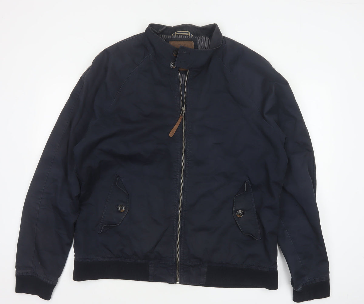 Next Men’s Blue XL Cotton Bomber Jacket Full Zip Lined