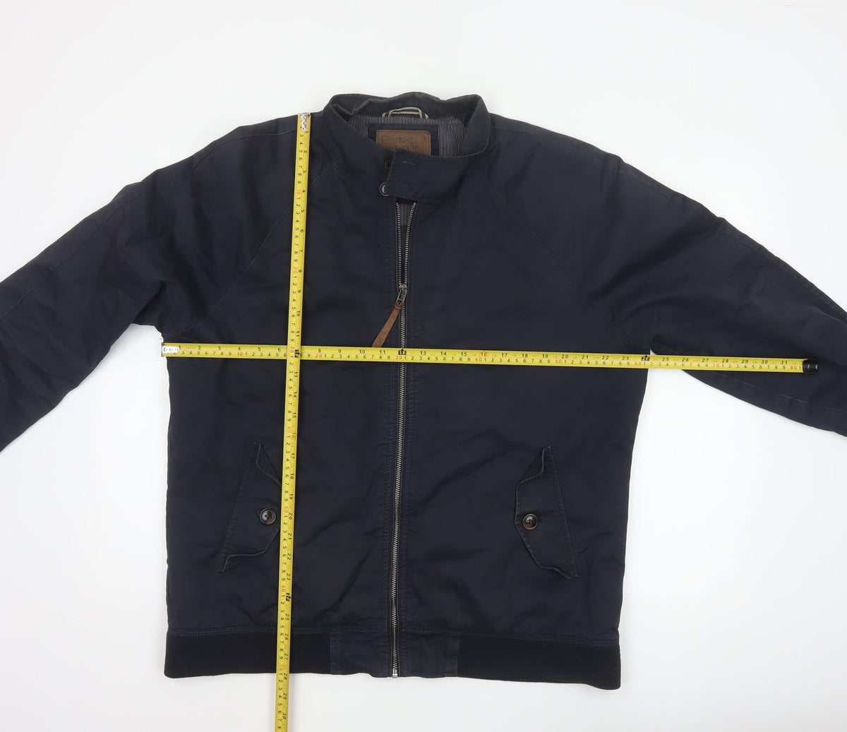 Next Men’s Blue XL Cotton Bomber Jacket Full Zip Lined