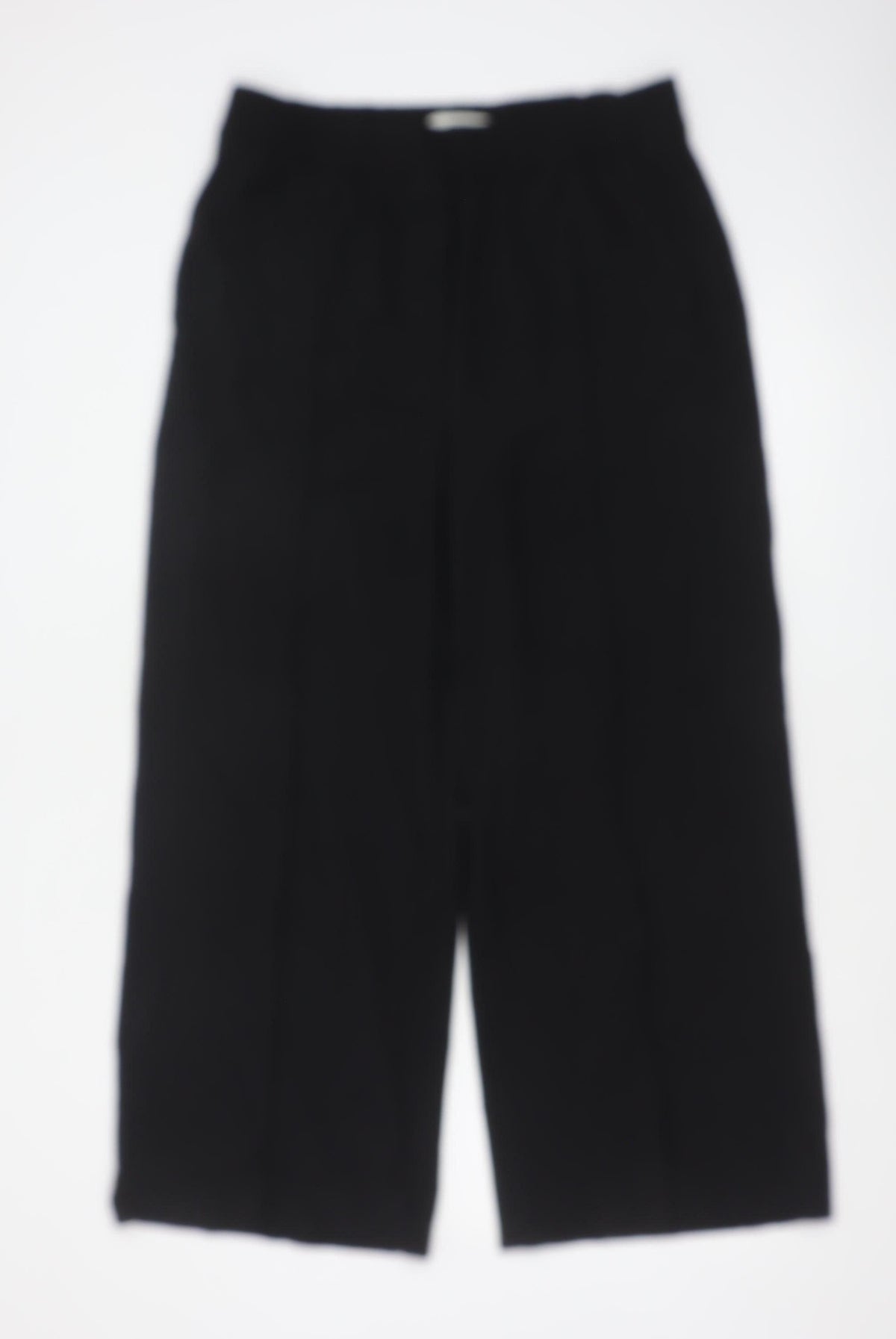 Marks & Spencer Women Black Size 14 Short Wide-Leg Work Trousers