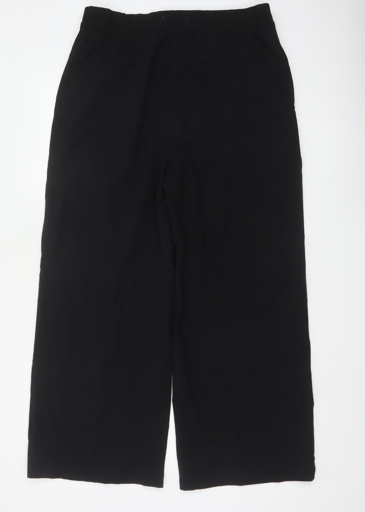 Marks & Spencer Women Black Size 14 Short Wide-Leg Work Trousers