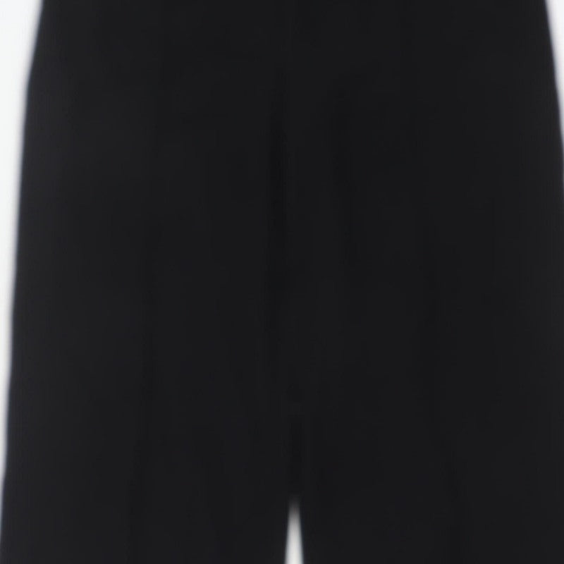 Marks & Spencer Women Black Size 14 Short Wide-Leg Work Trousers