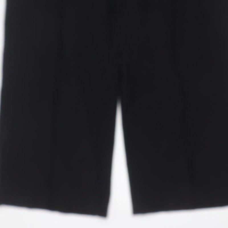 Marks & Spencer Women Black Size 14 Short Wide-Leg Work Trousers