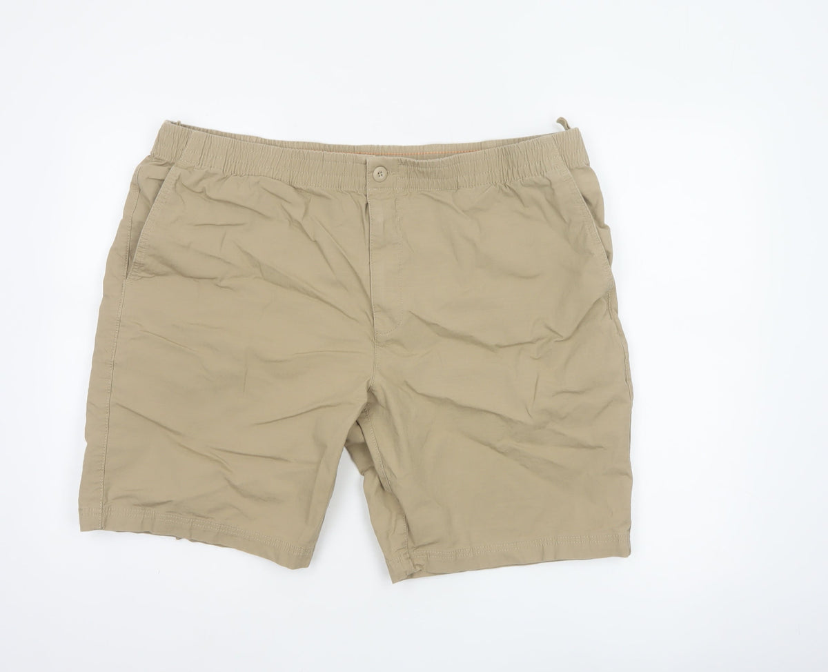 Marks and Spencer Men Beige 2XL Elastic Waist Stretch Shorts