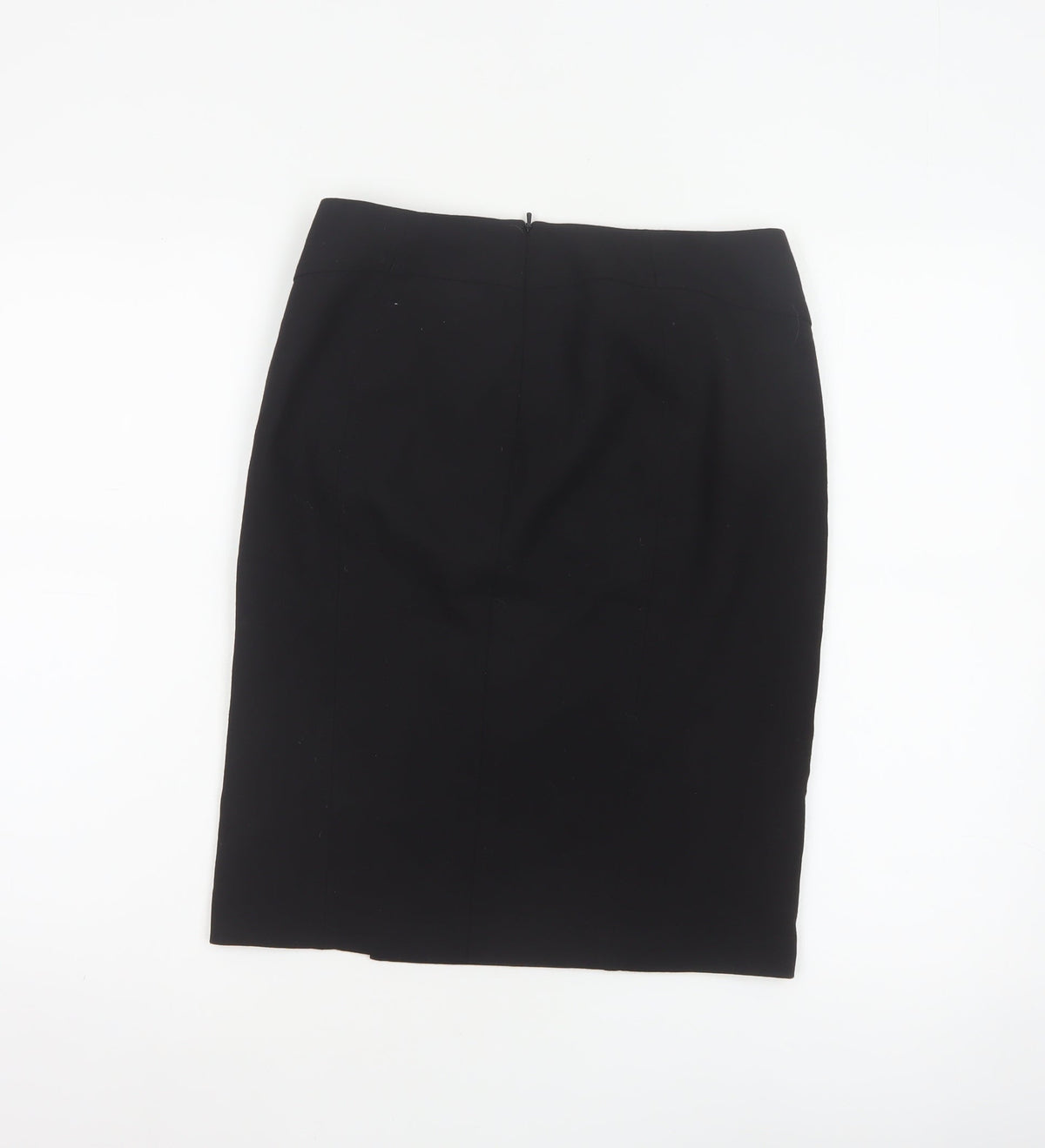 French Connection Women Black UK 8 Wool Blend Pencil Knee Skirt Slit