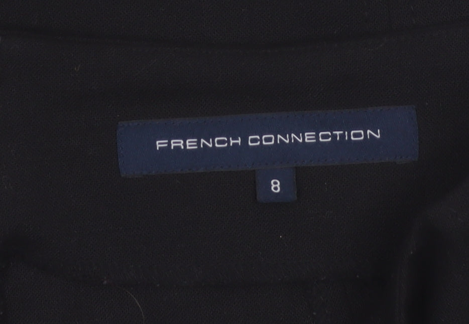 French Connection Women Black UK 8 Wool Blend Pencil Knee Skirt Slit