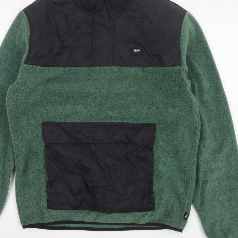 Additional view of Vans Men Green Small 1/4 Zip Fleece Pullover Sweatshirt Logo Pockets