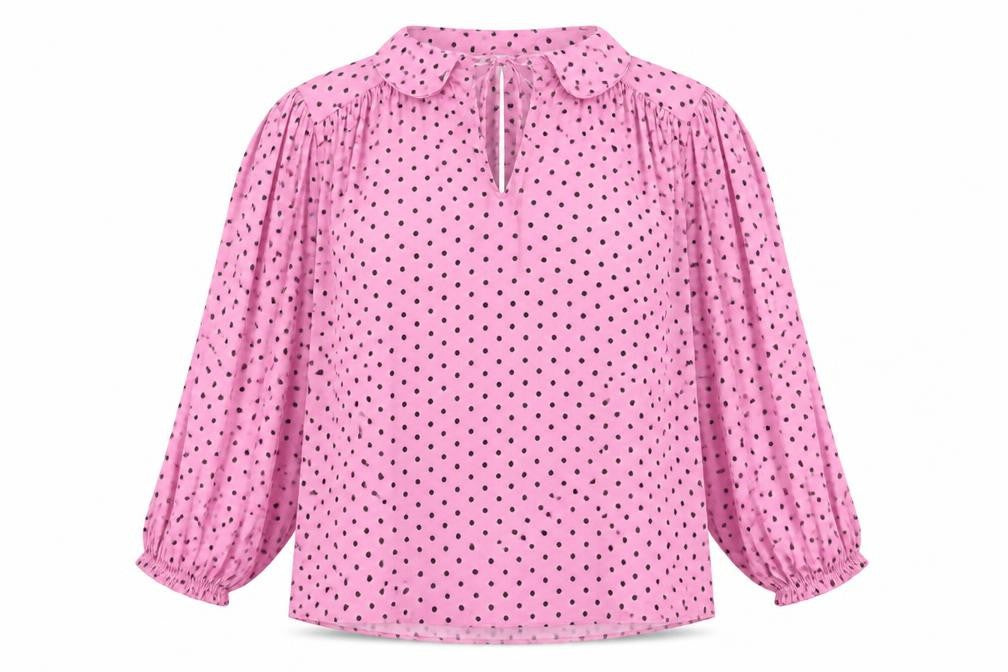 Marks and Spencer Women's Pink Size 20 Polka Dot Ruffle Tie Neck Blouse