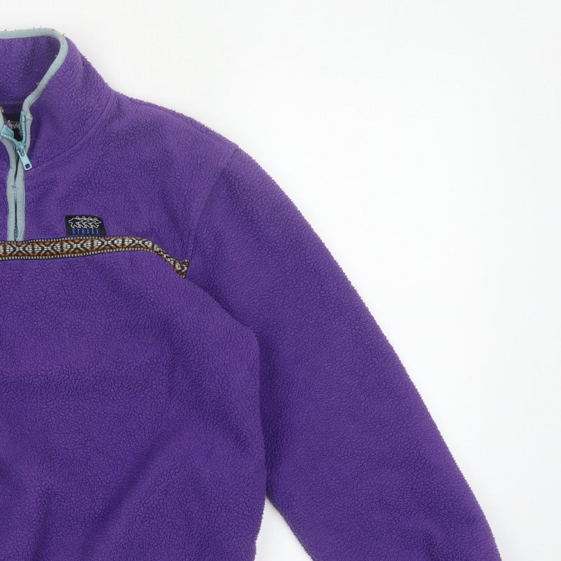 Stussy Unisex Purple S 1/4 Zip Fleece Pullover Sweatshirt