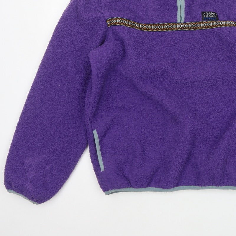 Stussy Unisex Purple S 1/4 Zip Fleece Pullover Sweatshirt