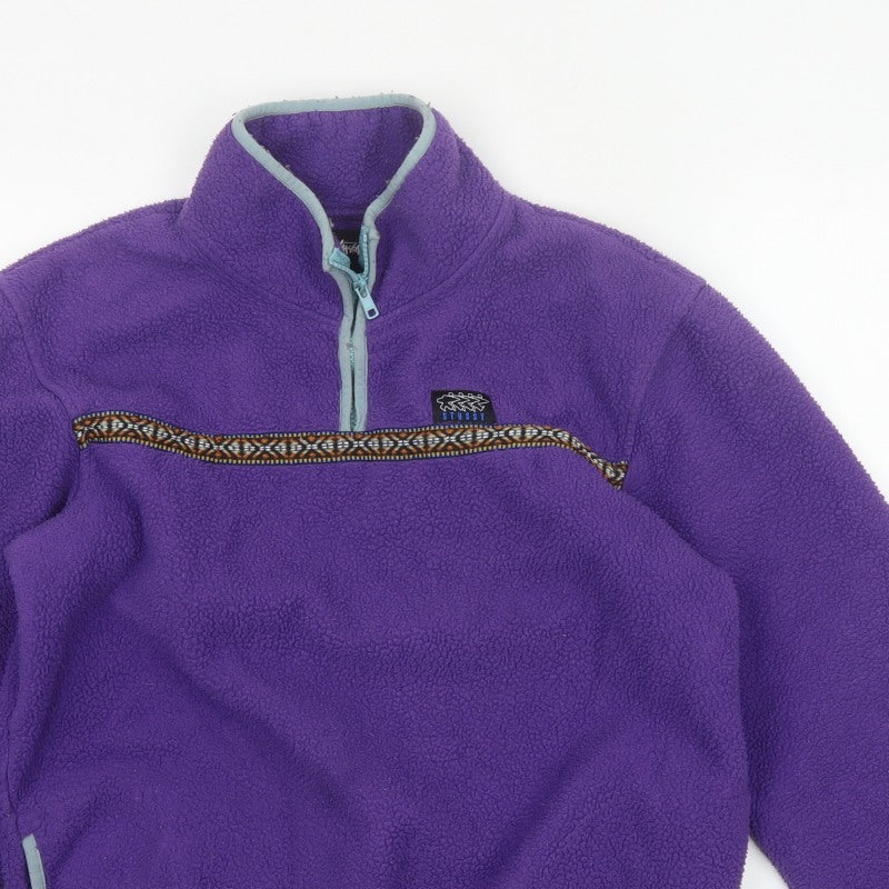 Stussy Unisex Purple S 1/4 Zip Fleece Pullover Sweatshirt