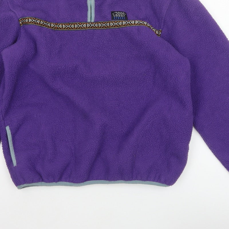 Stussy Unisex Purple S 1/4 Zip Fleece Pullover Sweatshirt