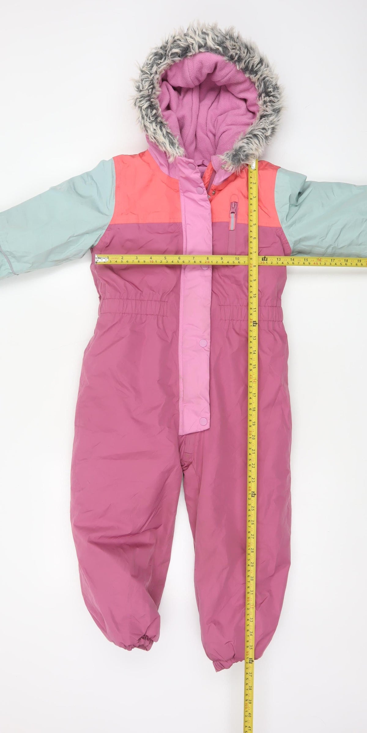 Next Girls Multicoloured 5-6 Years Ski Snowsuit Hooded Fur Trim