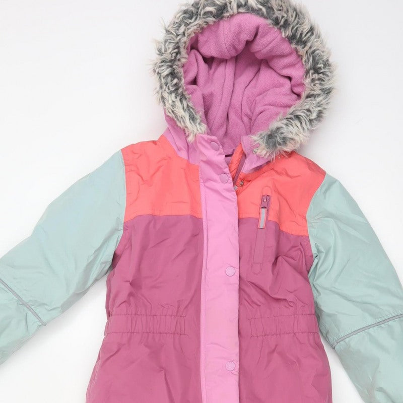 Next Girls Multicoloured 5-6 Years Ski Snowsuit Hooded Fur Trim