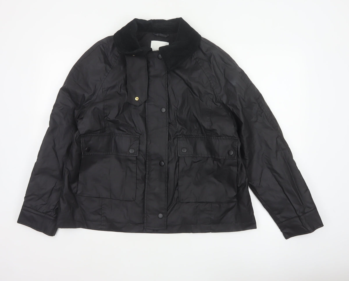 H&M Women's Black UK 12 Basic Padded Collared Utility Jacket