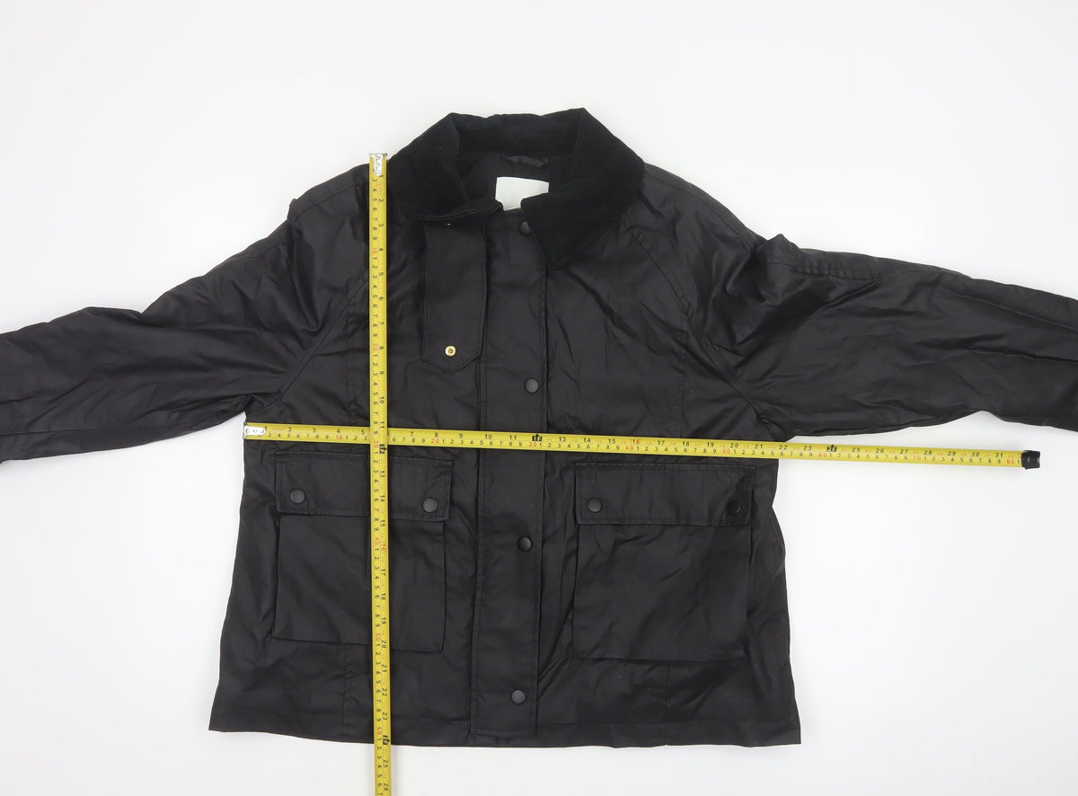H&M Women's Black UK 12 Basic Padded Collared Utility Jacket