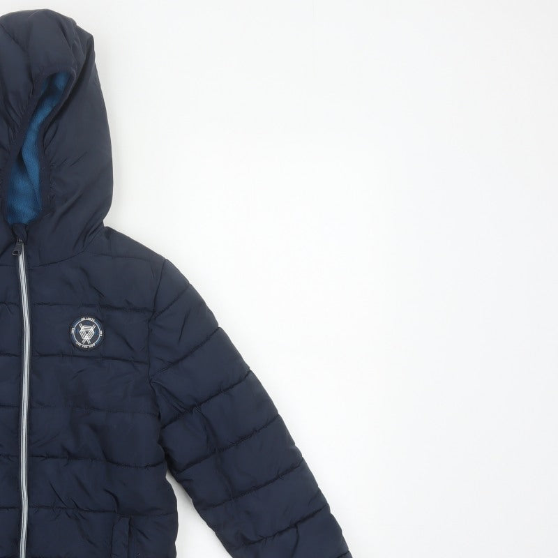 Additional view of Studio boys’ blue 7-8 years hooded puffer jacket quilted fleece lined