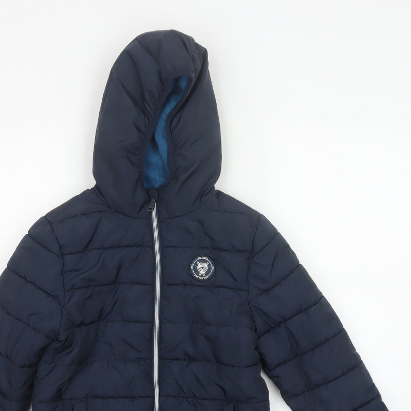 Additional view of Studio boys’ blue 7-8 years hooded puffer jacket quilted fleece lined