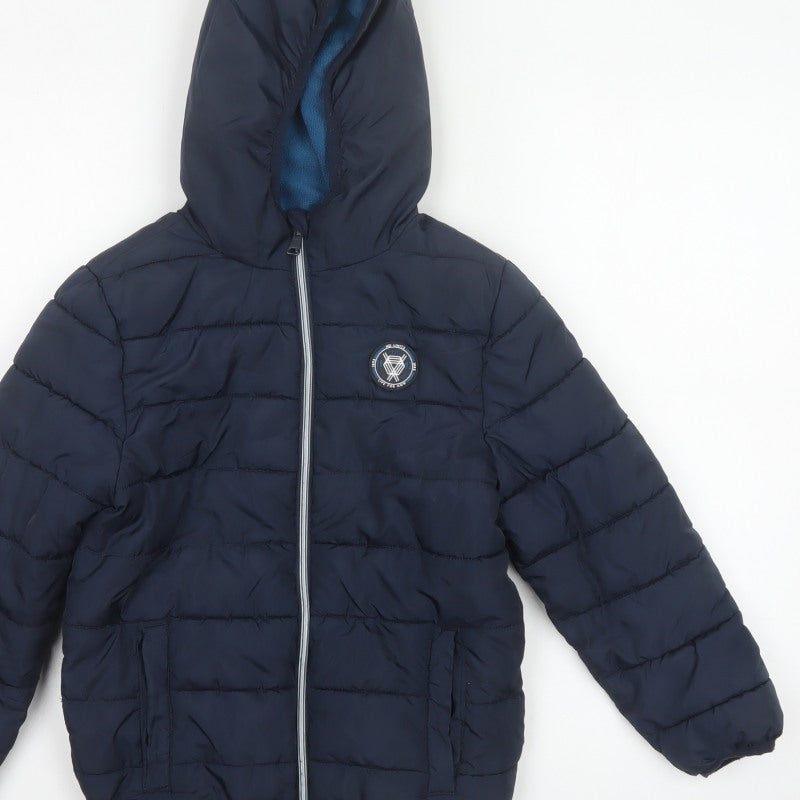 Additional view of Studio boys’ blue 7-8 years hooded puffer jacket quilted fleece lined