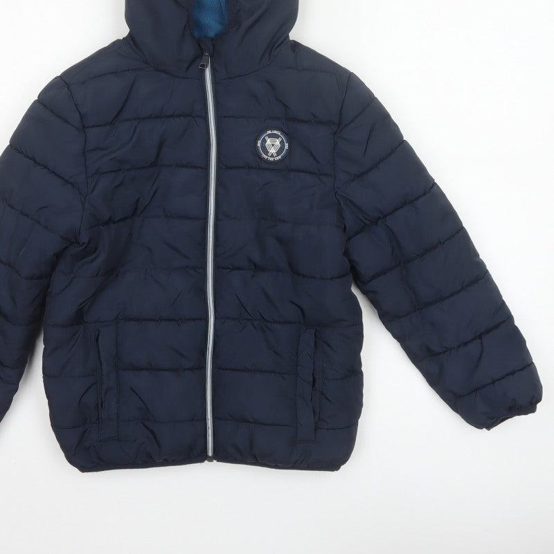 Additional view of Studio boys’ blue 7-8 years hooded puffer jacket quilted fleece lined