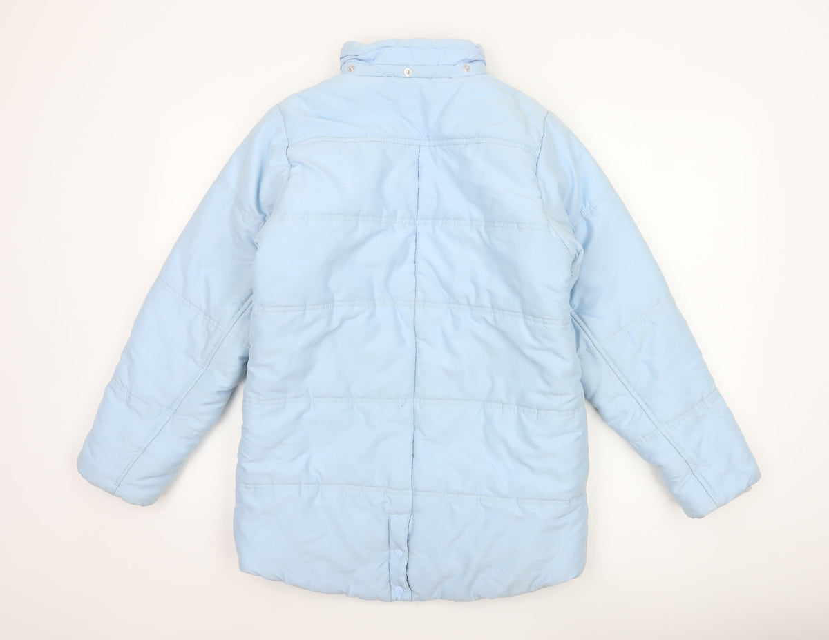 Nike Girls Blue 12-13 Years Puffer Coat Quilted Zip Jacket