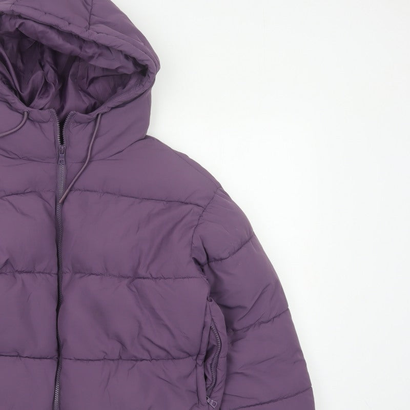 Monki Women Purple S Cropped Hooded Quilted Puffer Jacket
