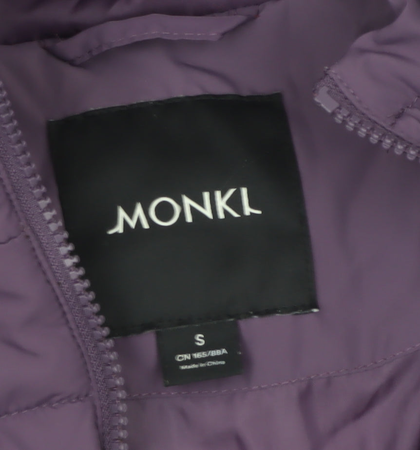 Monki Women Purple S Cropped Hooded Quilted Puffer Jacket