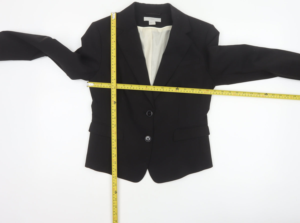 H&M Women’s Black UK 10 Tailored 2 Button Lined Blazer Jacket