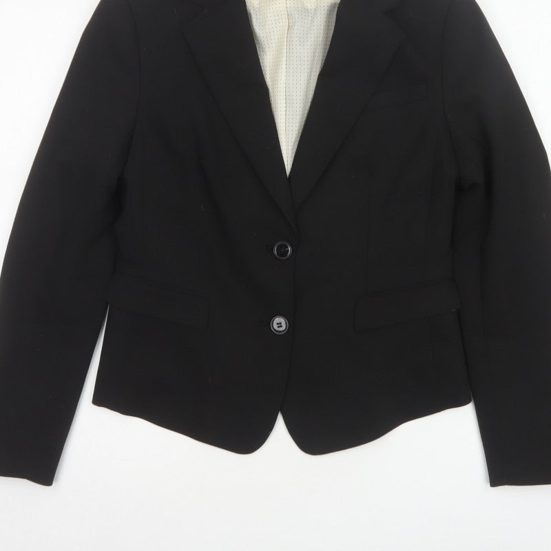 H&M Women’s Black UK 10 Tailored 2 Button Lined Blazer Jacket