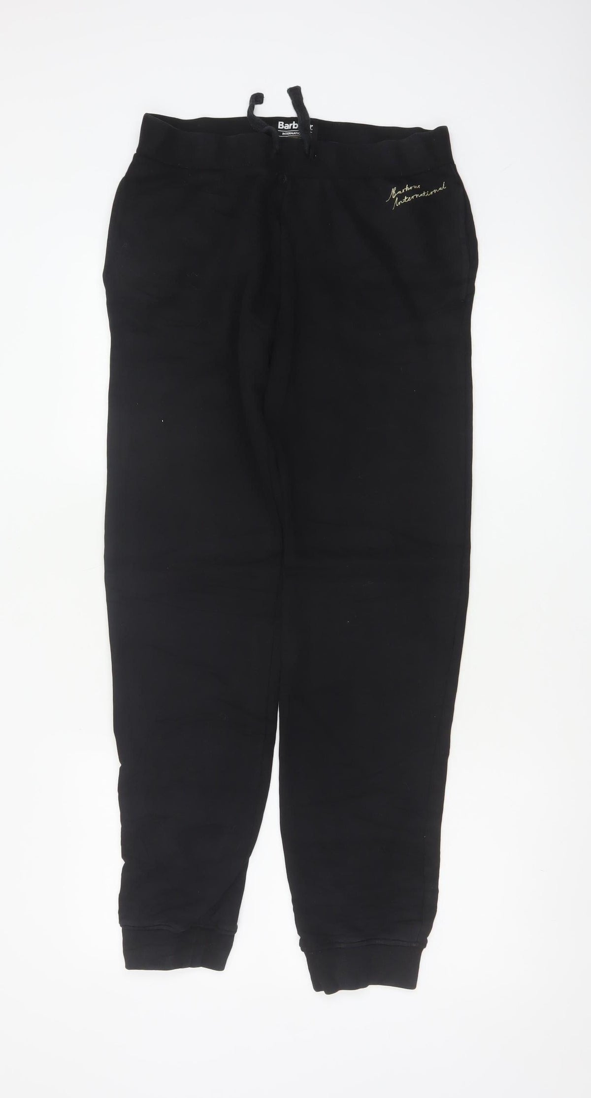 Barbour Boys Black Jogger Trousers 14-15 Years Cotton Blend Logo