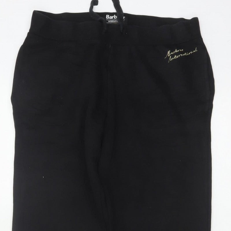 Barbour Boys Black Jogger Trousers 14-15 Years Cotton Blend Logo