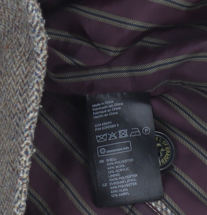 L.O.G.G. Women’s Beige UK 6 Herringbone Tweed Wool Blend Blazer Jacket