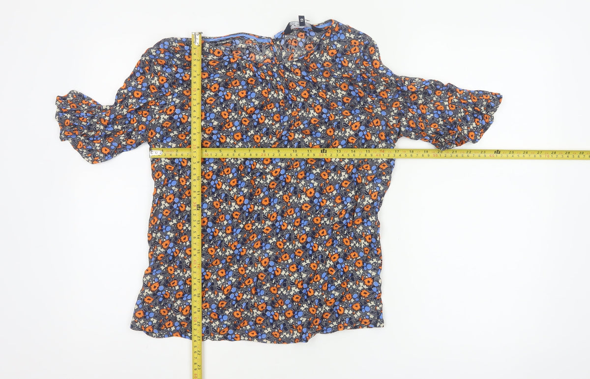 Crew Clothing Company Women Multicoloured UK 12 Floral Bell Sleeve Blouse