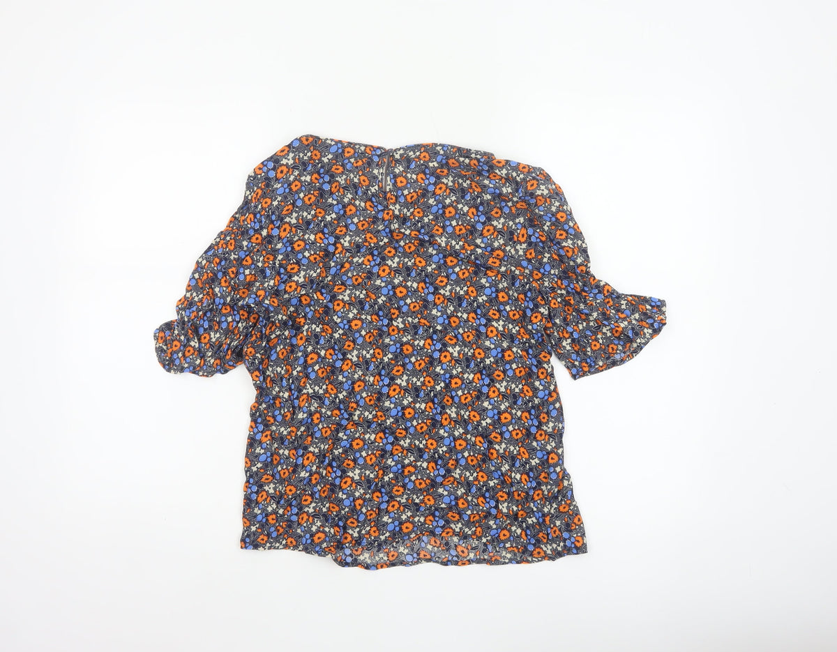 Crew Clothing Company Women Multicoloured UK 12 Floral Bell Sleeve Blouse
