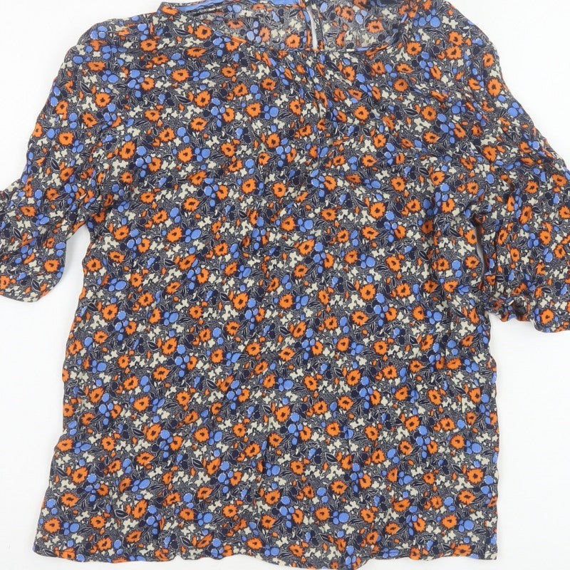 Crew Clothing Company Women Multicoloured UK 12 Floral Bell Sleeve Blouse