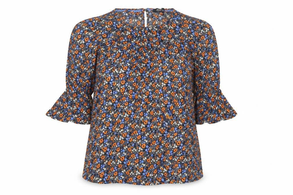 Crew Clothing Company Women Multicoloured UK 12 Floral Bell Sleeve Blouse