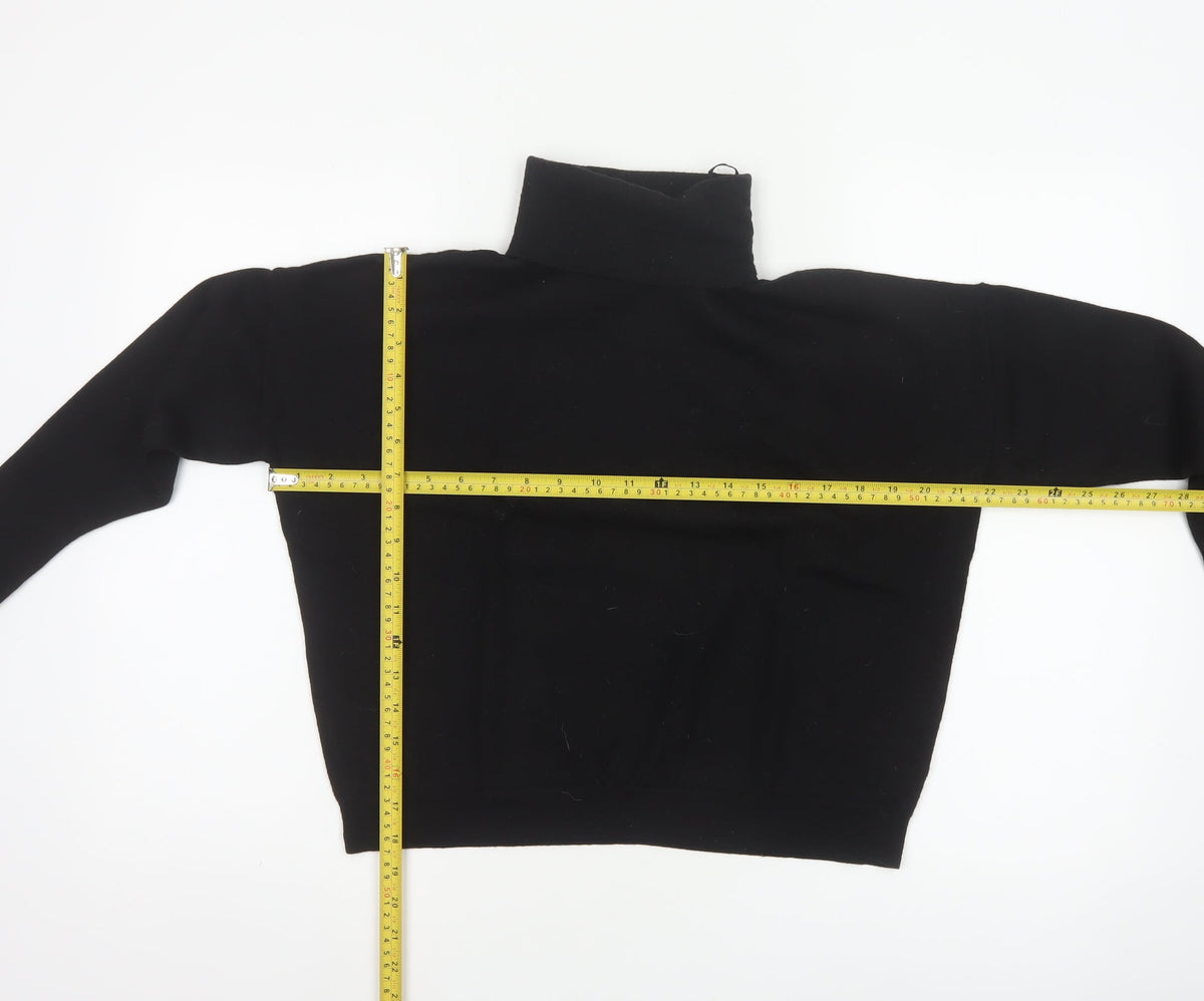 COS Women Black Wool Roll Neck Raglan Knit Pullover Jumper L