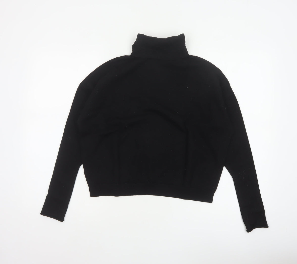 COS Women Black Wool Roll Neck Raglan Knit Pullover Jumper L