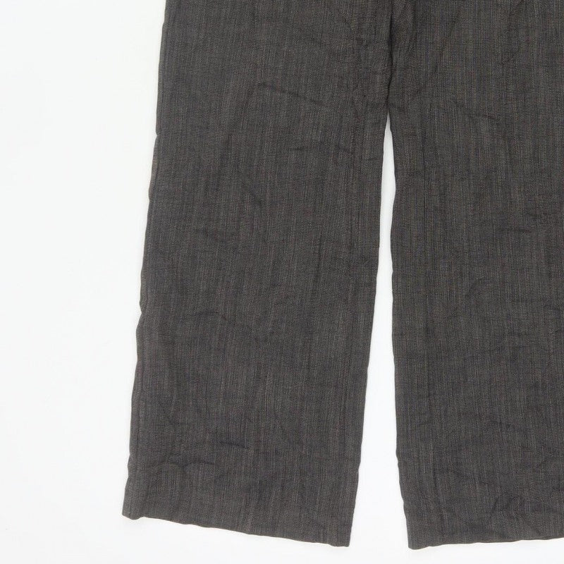 Monsoon Women Grey UK 10 Straight Herringbone Tailored Trousers