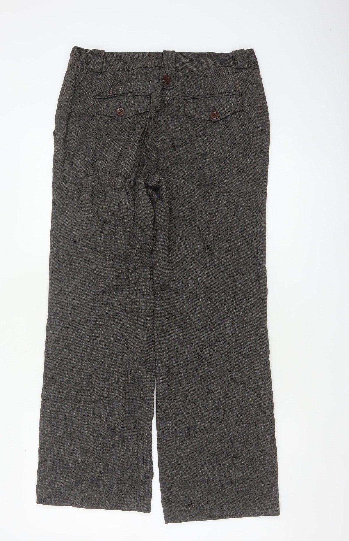 Monsoon Women Grey UK 10 Straight Herringbone Tailored Trousers