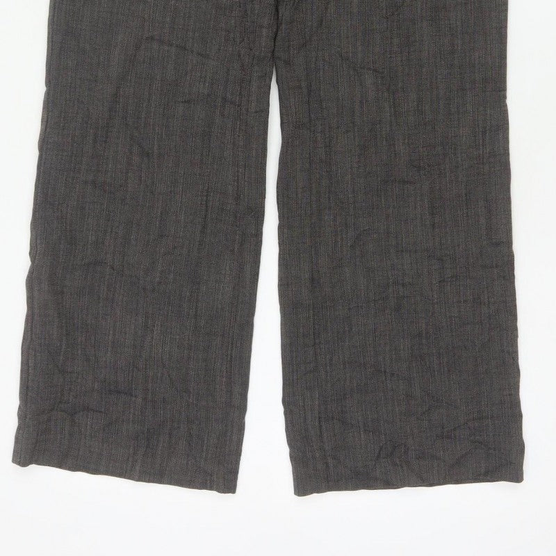 Monsoon Women Grey UK 10 Straight Herringbone Tailored Trousers