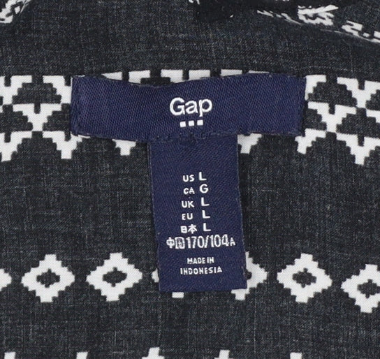 Gap Women Black L Geometric Aztec V-Neck Wide Strap Tank Top