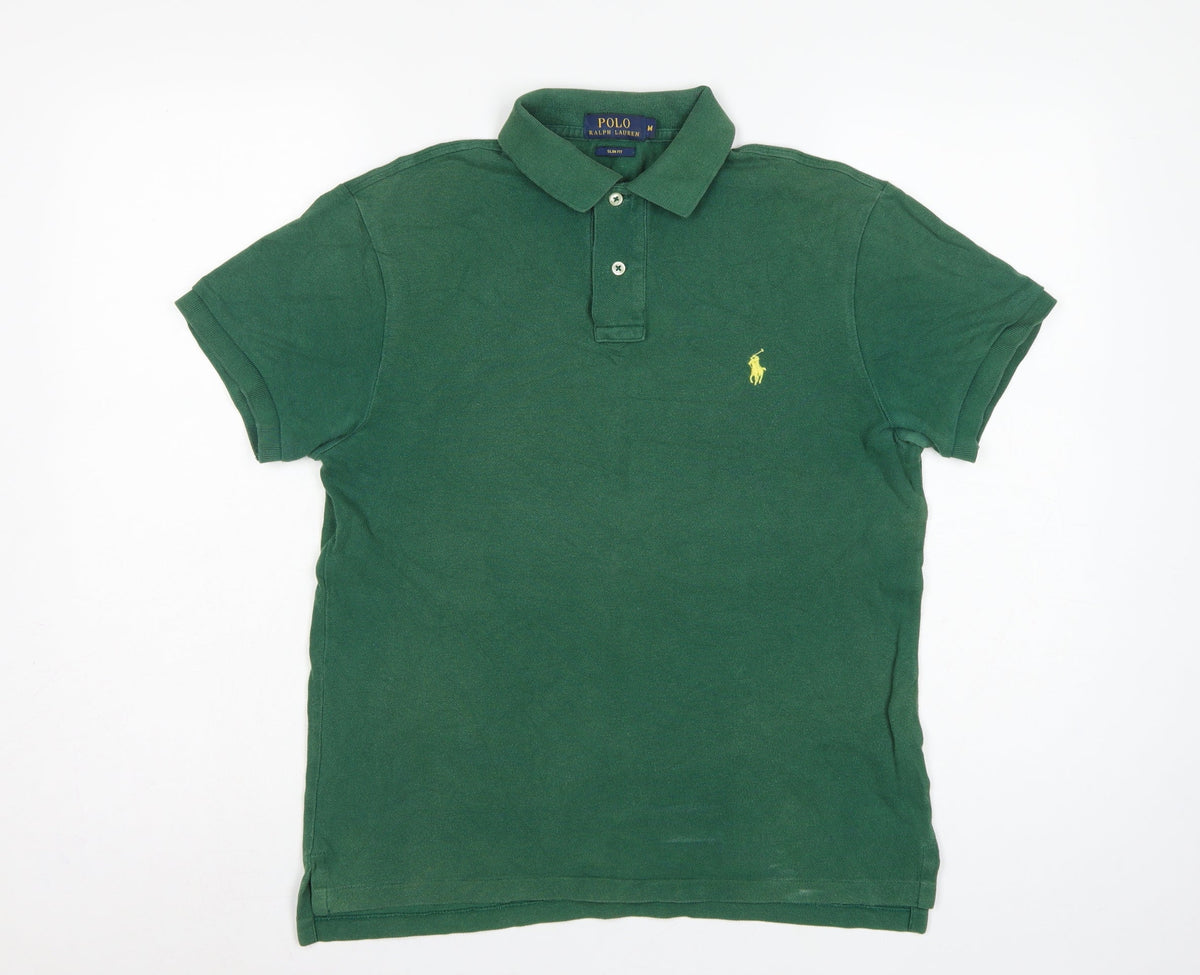 Polo Ralph Lauren Men’s Green M Slim Fit Cotton Logo Polo Shirt