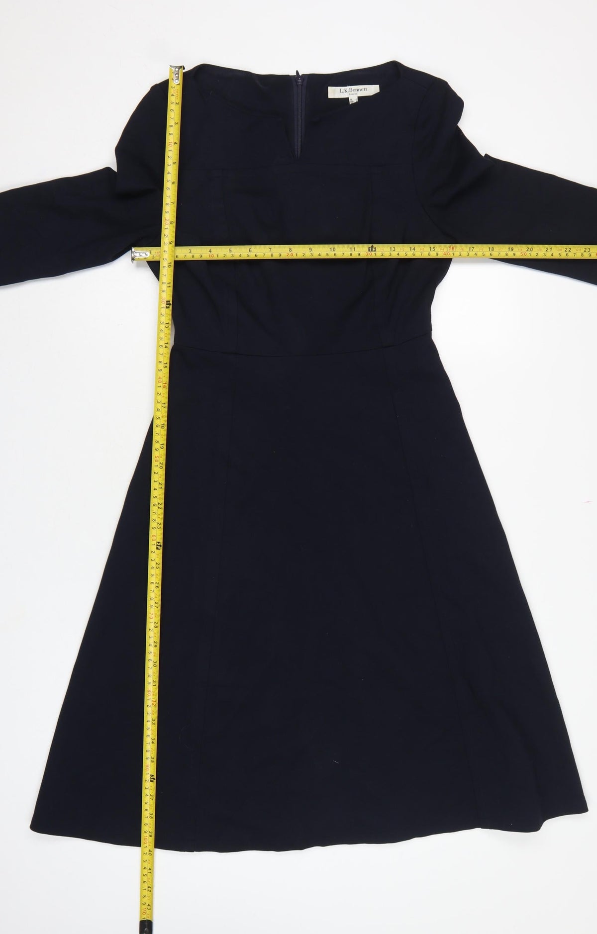 L.K.Bennett Women Blue UK 8 Fit & Flare Midi 3/4 Sleeve Dress