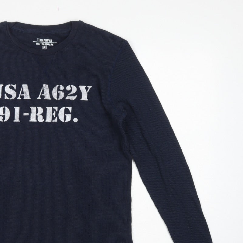 Terranova Mens Blue M USA Army Graphic Long Sleeve Pyjama Top