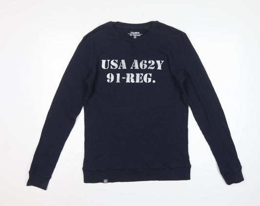Terranova Mens Blue M USA Army Graphic Long Sleeve Pyjama Top