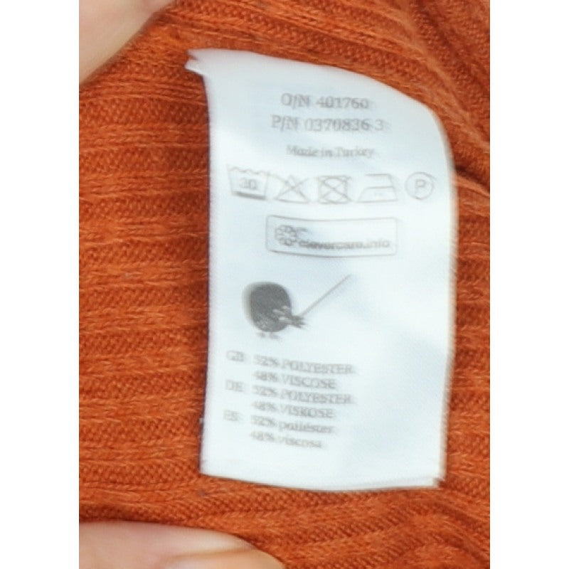 Monki Women Orange UK 12 Ribbed Knit Crew Neck Short Sleeve T-Shirt