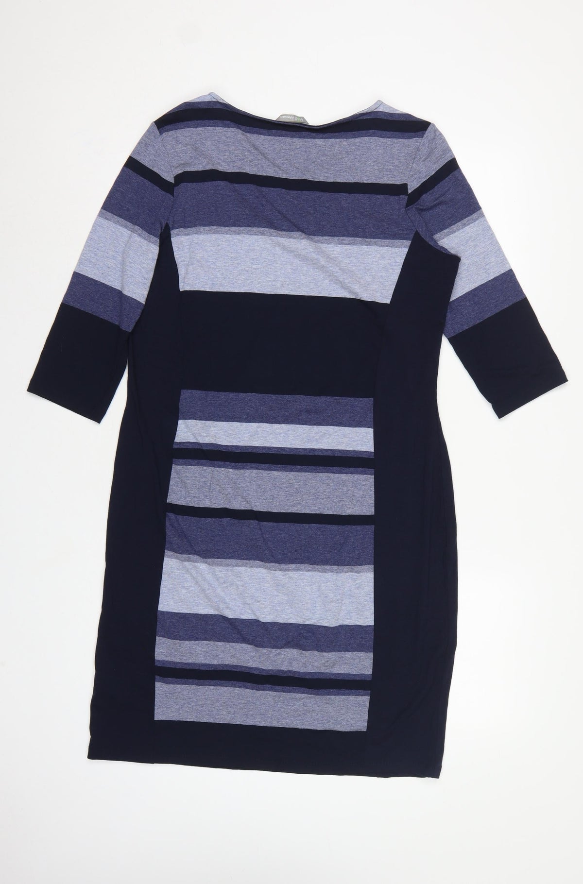 Marks and Spencer Women Blue Stripe UK 16 Bodycon Jersey Midi Dress