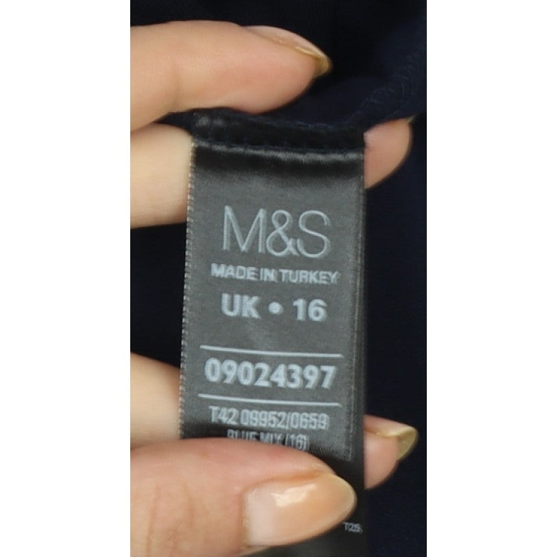 Marks and Spencer Women Blue Stripe UK 16 Bodycon Jersey Midi Dress