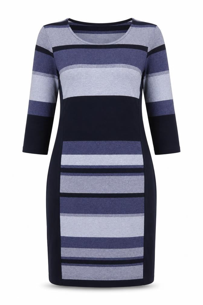 Marks and Spencer Women Blue Stripe UK 16 Bodycon Jersey Midi Dress