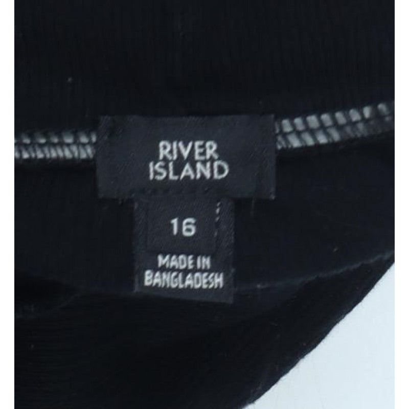 River Island Women Black Size 16 Roll Neck Long Sleeve Jersey Top